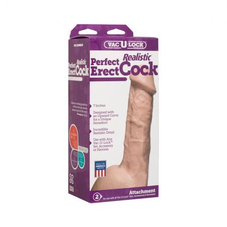 Vac-U-Lock 7 Inch Perfect Erect Cock Attachment Flesh Pink