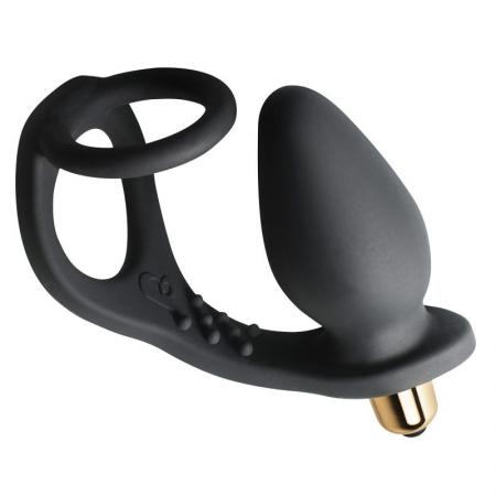 Rocks Off 7 Speed RO-Zen Cockring And Anal Plug Black
