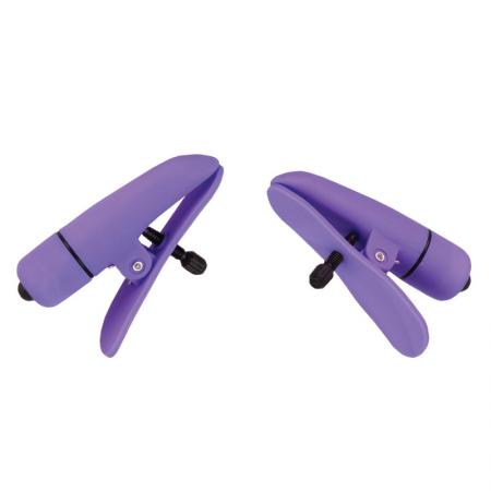Nipplettes Vibrating Purple Nipple Clamps Adjustable